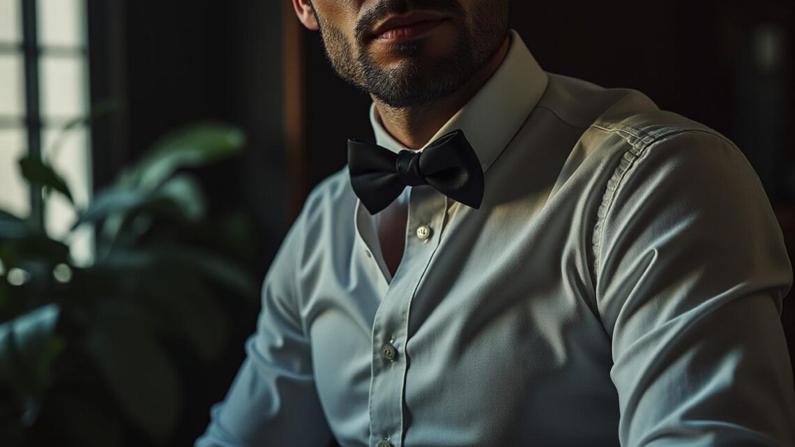 Les secrets pour bien accessoiriser votre chemise col cassé avec nœud papillon caché
