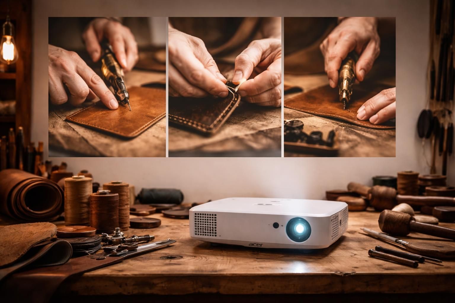 découvrez notre collection de vidéos artisanales sur le savoir-faire du cuir, projetées avec la qualité d'image exceptionnelle des vidéoprojecteurs acer pour une expérience immersive.