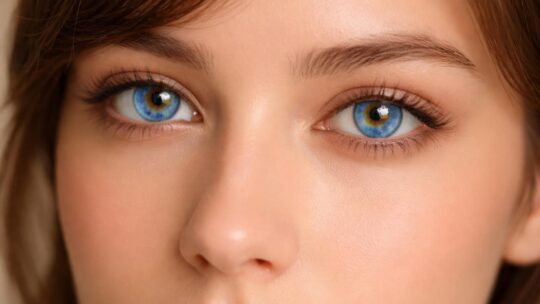 Lentille bleue sur yeux marron : rendu et conseils
