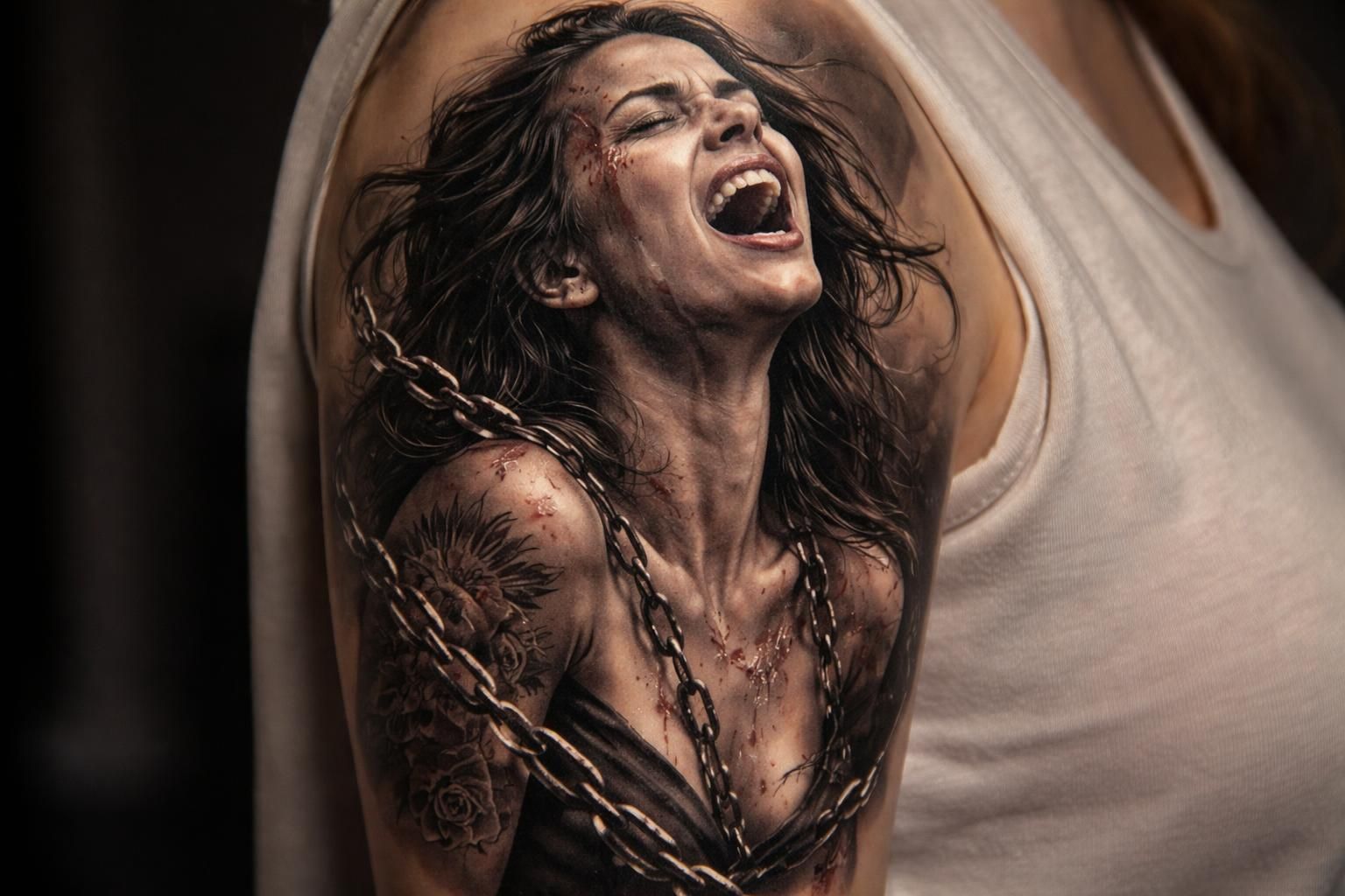 découvrez le tatouage du combat de la vie chez la femme, un symbole puissant mêlant douleur et libération pour exprimer force et résilience.